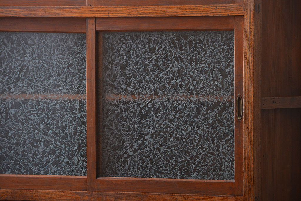 レトロ家具　昭和レトロ　グルーチップガラス食器棚