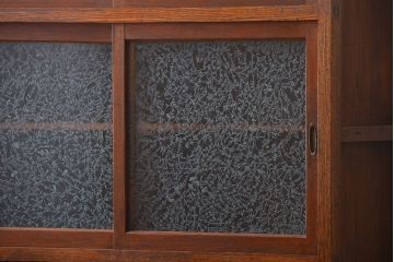 レトロ家具　昭和レトロ　グルーチップガラス食器棚