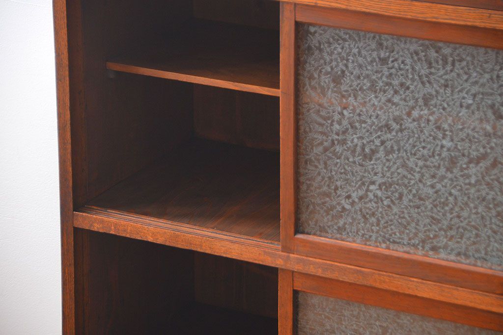 レトロ家具　昭和レトロ　グルーチップガラス食器棚