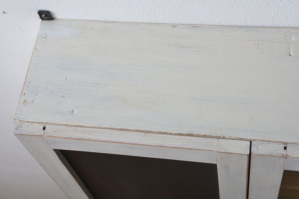 アンティーク家具　アンティークペイント　壁掛けキャビネット(1)