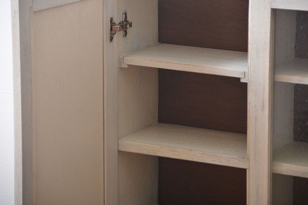 アンティーク家具　アンティークペイント　壁掛けキャビネット(1)