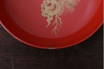 大正〜昭和初期 古い蒔絵の朱塗木製お椀10客