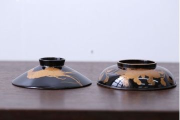 大正〜昭和初期 古い蒔絵の木製お椀8客