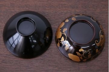 大正〜昭和初期 古い蒔絵の木製お椀8客