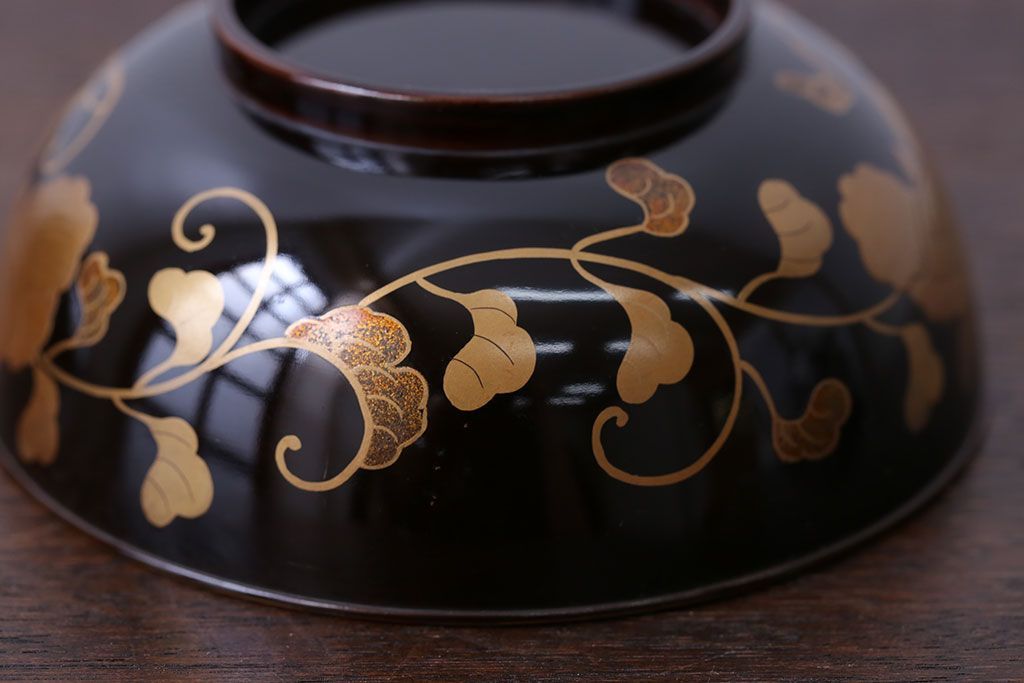 大正〜昭和初期 古い蒔絵の木製お椀8客