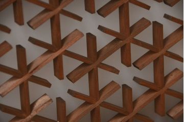 古民具・骨董　ガラス入り組子欄間(明り取り)