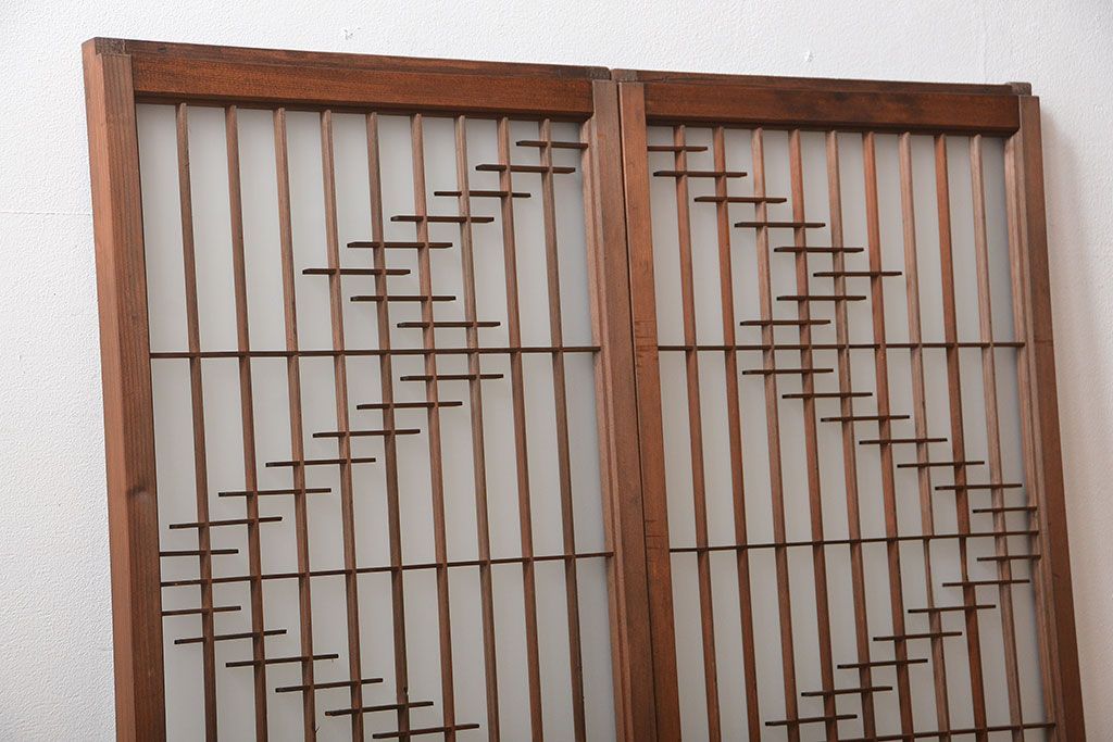 古民具・骨董　裏すりガラス付き書院戸2枚セット