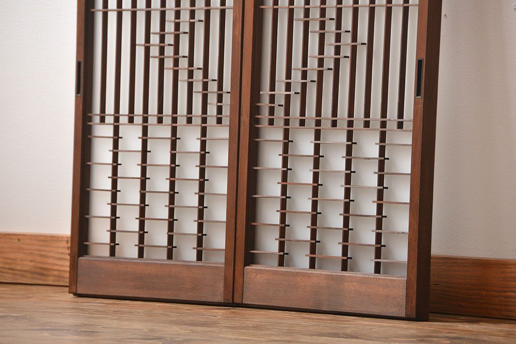 古民具・骨董　裏すりガラス付き書院戸2枚セット