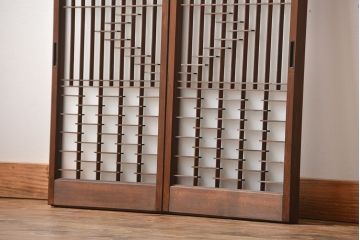 古民具・骨董　裏すりガラス付き書院戸2枚セット