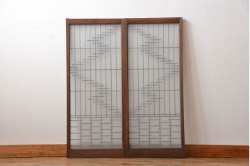 古民具・骨董　裏すりガラス付き書院戸2枚セット