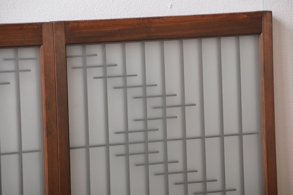 古民具・骨董　裏すりガラス付き書院戸2枚セット