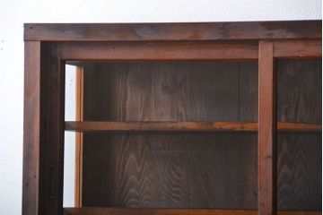 アンティーク家具　アンティーク　三段重ねガラス戸収納棚