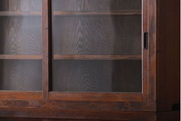 アンティーク家具　アンティーク　三段重ねガラス戸収納棚