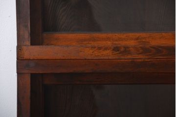 アンティーク家具　アンティーク　三段重ねガラス戸収納棚