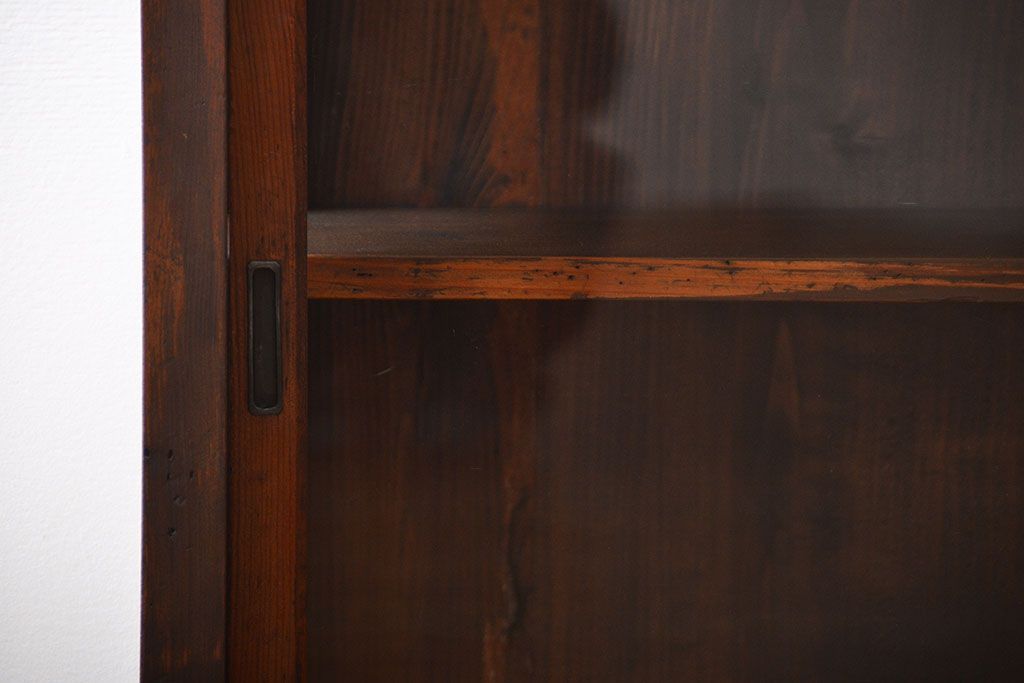 アンティーク家具　アンティーク　三段重ねガラス戸収納棚