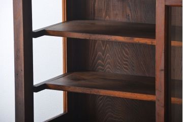 アンティーク家具　アンティーク　三段重ねガラス戸収納棚