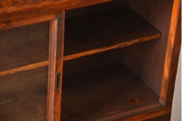 アンティーク家具　アンティーク　三段重ねガラス戸収納棚