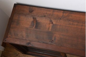 アンティーク家具　アンティーク　三段重ねガラス戸収納棚