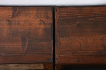 アンティーク家具　アンティーク　三段重ねガラス戸収納棚