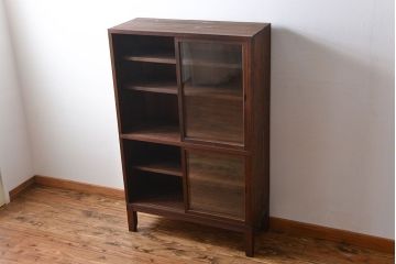 アンティーク家具　大正ロマン　前面欅材の脚付き戸棚