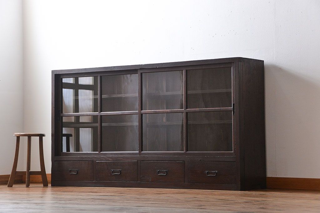 アンティーク家具　大正ロマン　大きな収納棚