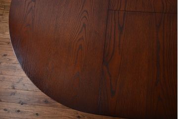 中古　イギリスアンティーク　オーク材のエクステンション丸テーブル