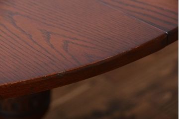 中古　イギリスアンティーク　オーク材のエクステンション丸テーブル