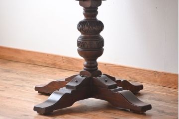 中古　イギリスアンティーク　オーク材のエクステンション丸テーブル