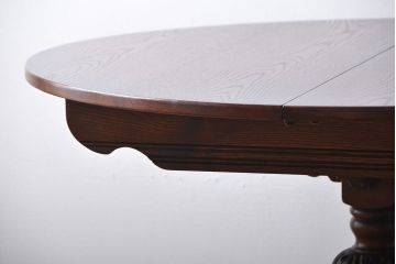 中古　イギリスアンティーク　オーク材のエクステンション丸テーブル