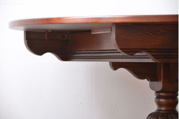 中古　イギリスアンティーク　オーク材のエクステンション丸テーブル
