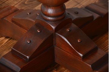 中古　イギリスアンティーク　オーク材のエクステンション丸テーブル