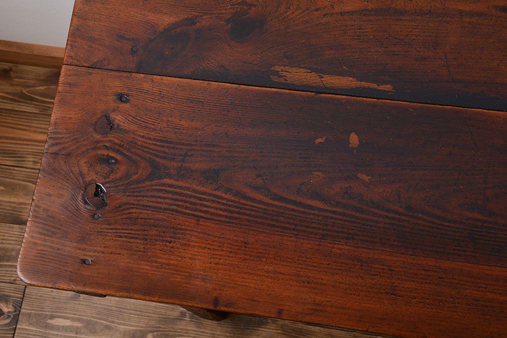 レトロ家具　昭和レトロ　古い味のあるアンティーク木製作業台(テーブル)