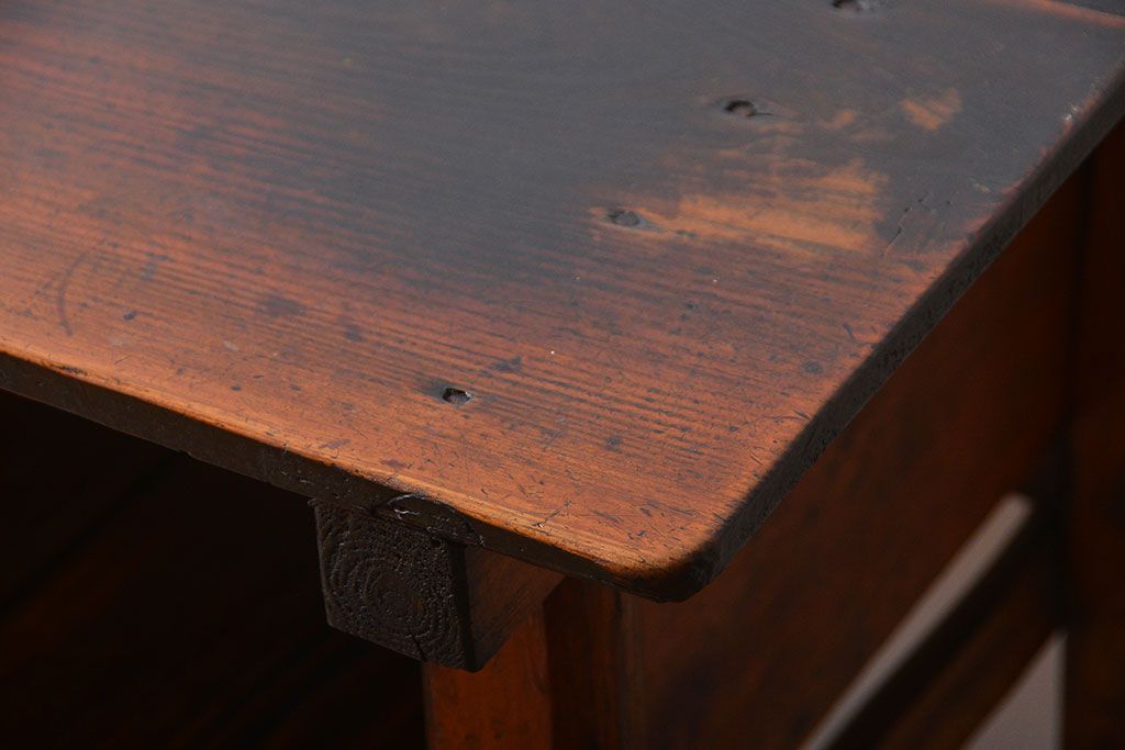 レトロ家具　昭和レトロ　古い味のあるアンティーク木製作業台(テーブル)