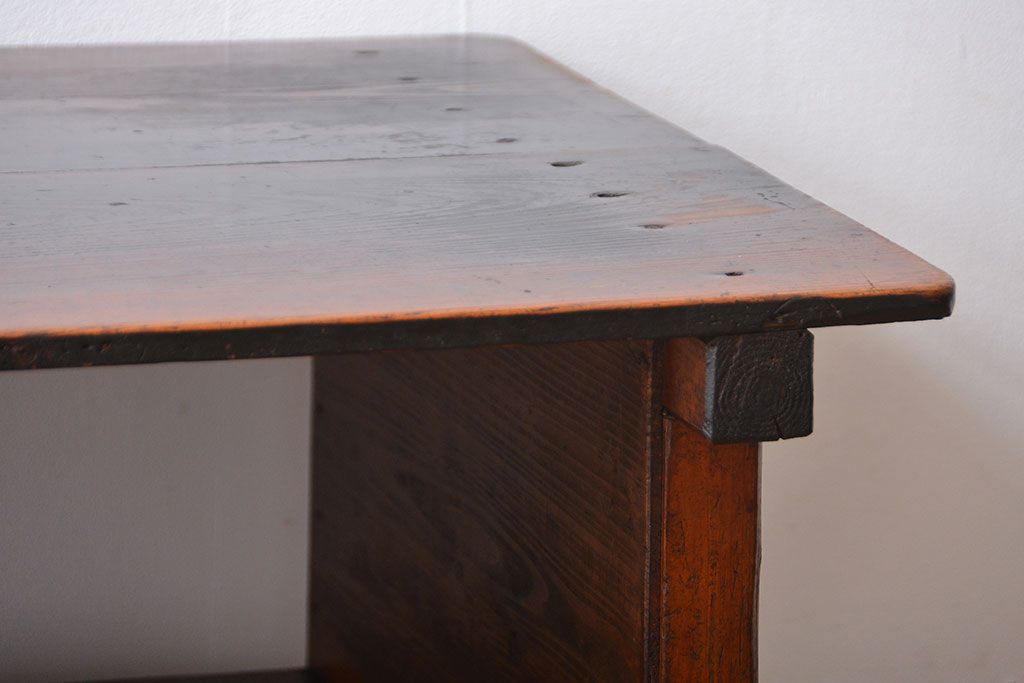 レトロ家具　昭和レトロ　古い味のあるアンティーク木製作業台(テーブル)