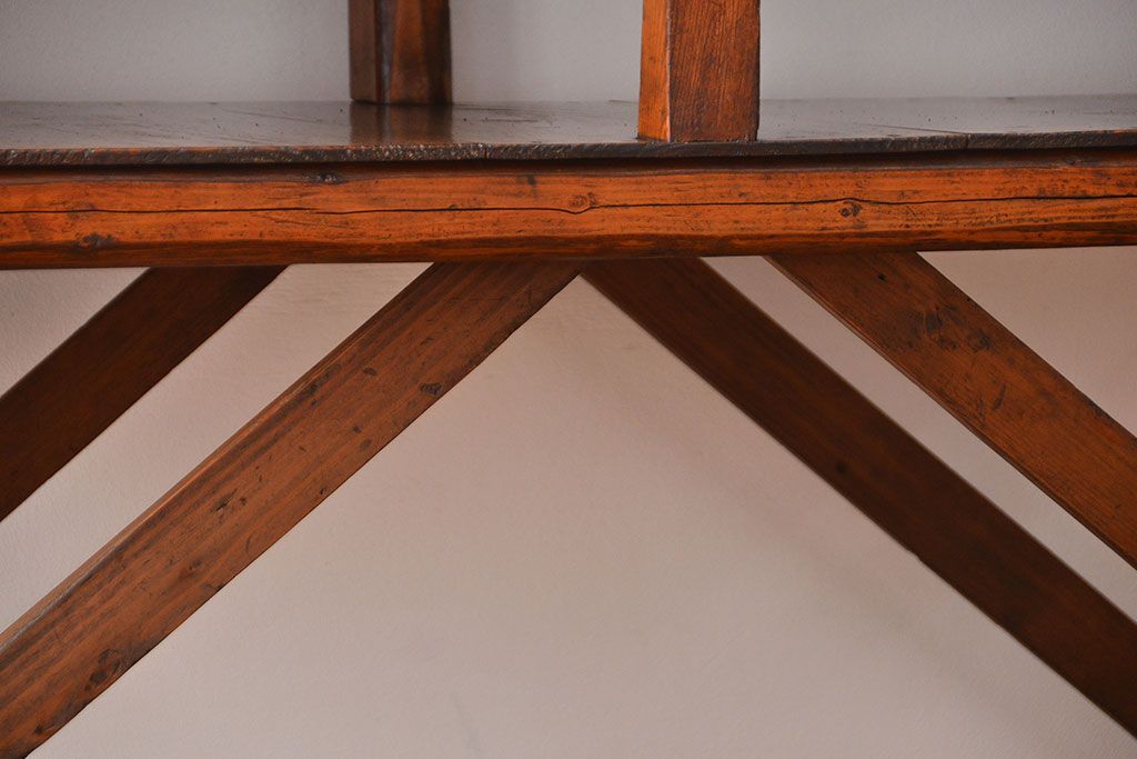 レトロ家具　昭和レトロ　古い味のあるアンティーク木製作業台(テーブル)