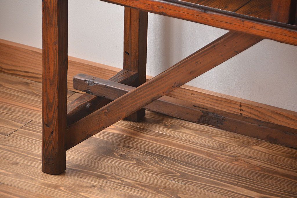 レトロ家具　昭和レトロ　古い味のあるアンティーク木製作業台(テーブル)