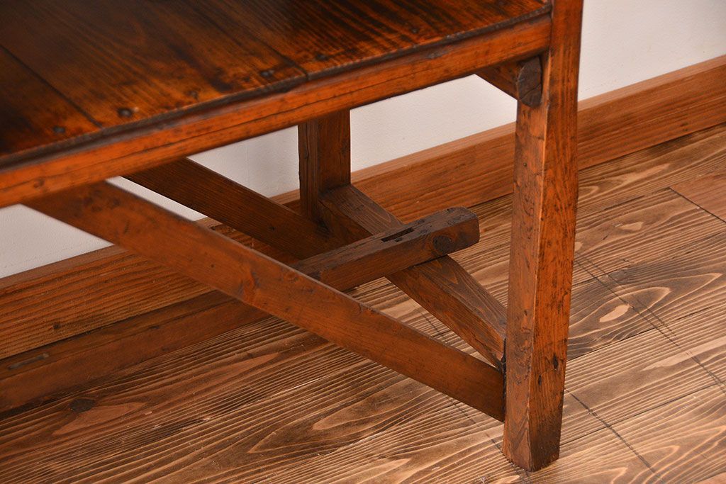 レトロ家具　昭和レトロ　古い味のあるアンティーク木製作業台(テーブル)