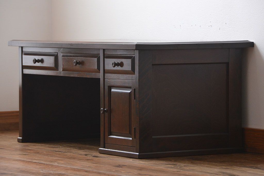 北海道民芸家具　文机 北海道民芸家具 文机 幅約95cm 高さ約33.5cm ガラス天板 座机 和モダン