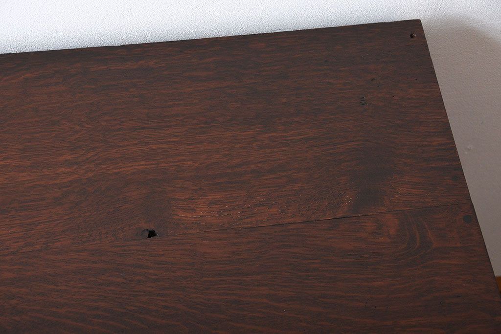 アンティーク家具　アンティーク　ナラ材の変わり型片袖机