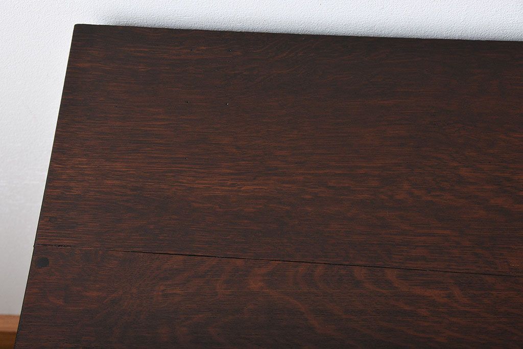 アンティーク家具　アンティーク　ナラ材の変わり型片袖机