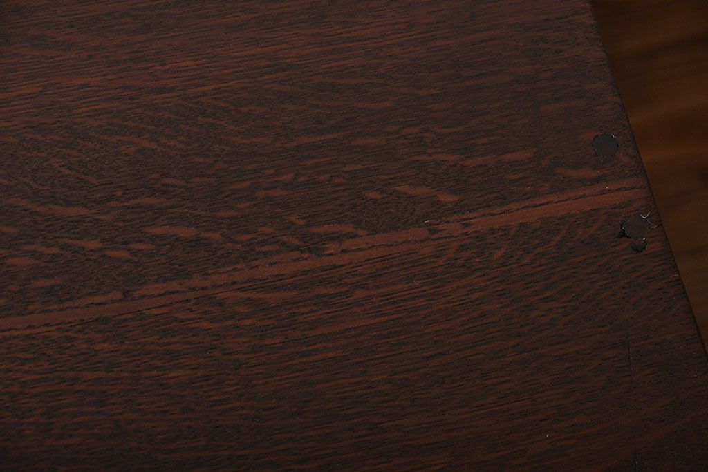 アンティーク家具　アンティーク　ナラ材の変わり型片袖机