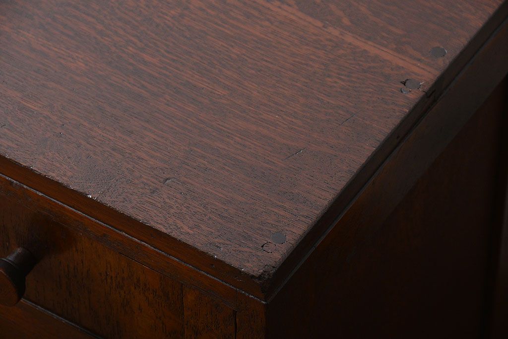 アンティーク家具　アンティーク　ナラ材の変わり型片袖机