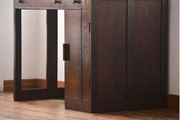 アンティーク家具　アンティーク　ナラ材の変わり型片袖机