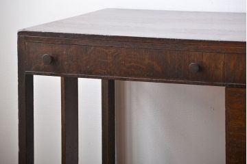 アンティーク家具　アンティーク　ナラ材の変わり型片袖机