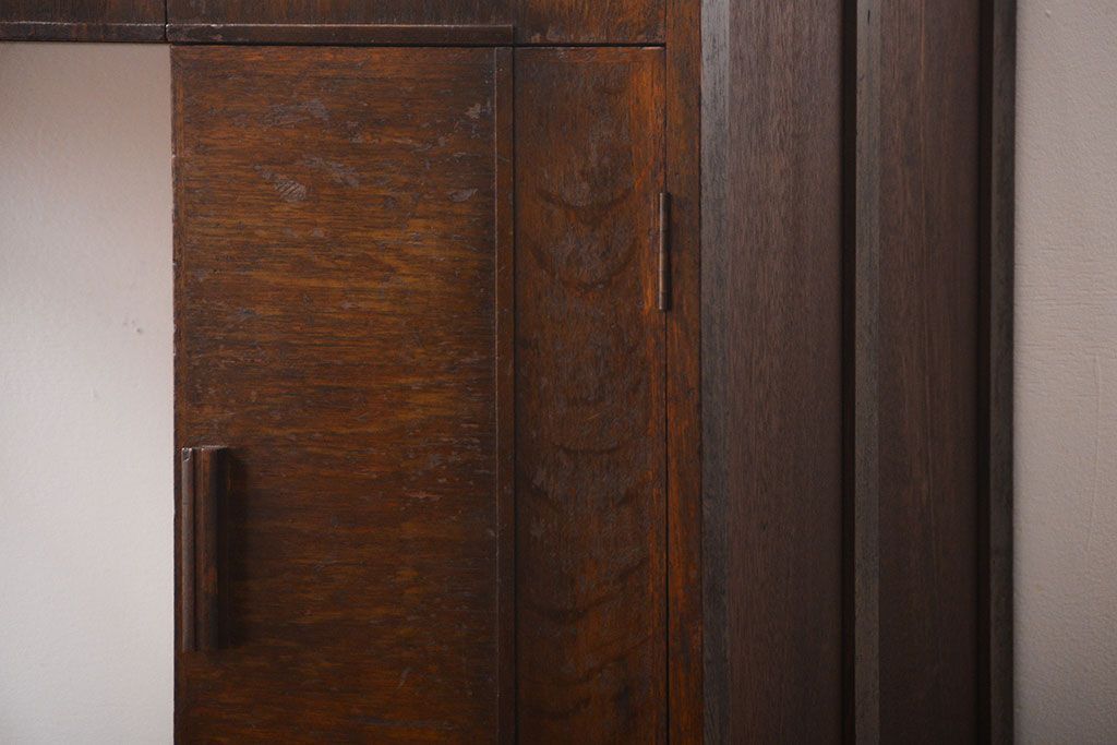 アンティーク家具　アンティーク　ナラ材の変わり型片袖机