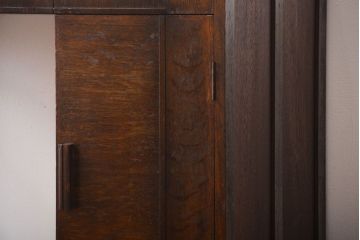 アンティーク家具　アンティーク　ナラ材の変わり型片袖机