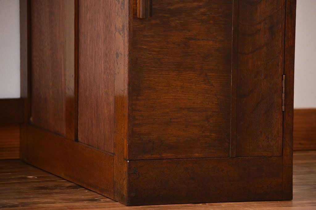 アンティーク家具　アンティーク　ナラ材の変わり型片袖机