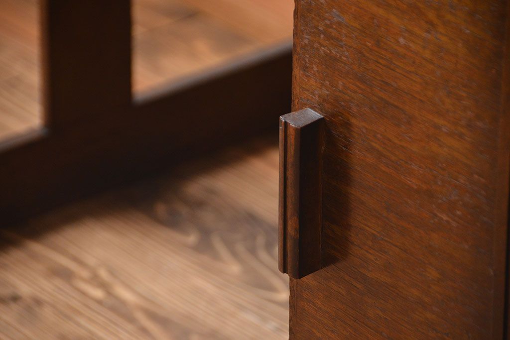 アンティーク家具　アンティーク　ナラ材の変わり型片袖机