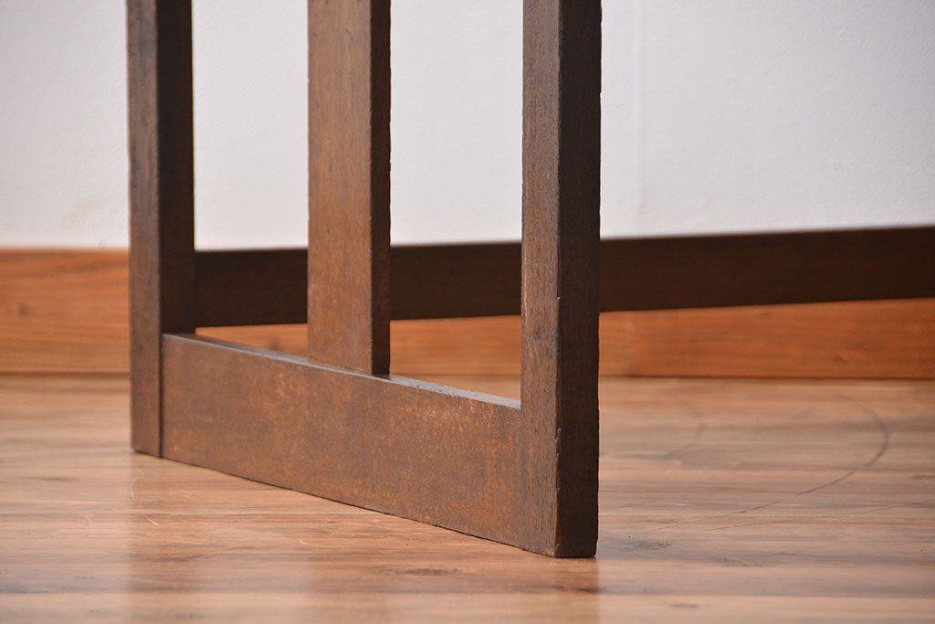 アンティーク家具　アンティーク　ナラ材の変わり型片袖机