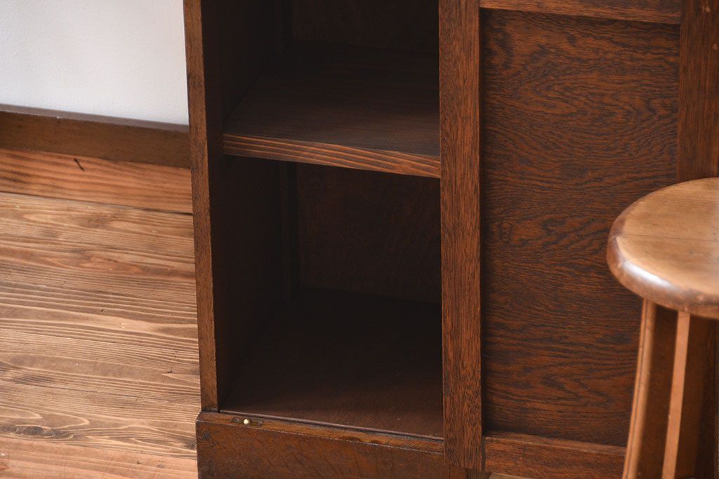 アンティーク家具　アンティーク　ナラ材の変わり型片袖机